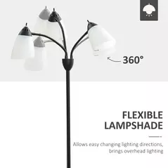 HOMCOM Arc Tree Floor Lamp with 3 Adjustable Rotating Lights, Industrial Standing Lamp with Steel Frame for Bedroom Living Room, 155cm, Black - 5