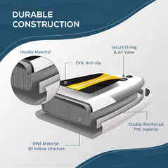 Outsunny 10' x 30" x 6" Inflatable Stand Up Paddle Board, Non-Slip & Ultra-Light Deck with ISUP Accessories, Adj Paddle, Backpack Bag, and Three Bottom Fins, for Youth Adults Beginner, White - 5