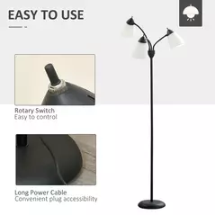 HOMCOM Arc Tree Floor Lamp with 3 Adjustable Rotating Lights, Industrial Standing Lamp with Steel Frame for Bedroom Living Room, 155cm, Black - 6