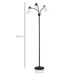 HOMCOM Arc Tree Floor Lamp with 3 Adjustable Rotating Lights, Industrial Standing Lamp with Steel Frame for Bedroom Living Room, 155cm, Black - 3