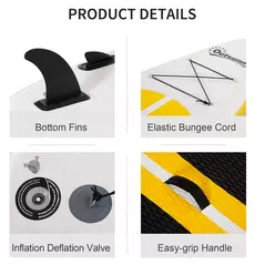 Outsunny 10' x 30" x 6" Inflatable Stand Up Paddle Board, Non-Slip & Ultra-Light Deck with ISUP Accessories, Adj Paddle, Backpack Bag, and Three Bottom Fins, for Youth Adults Beginner, White - 7