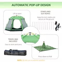 Outsunny 6 Person Pop Up Camping Tent, 2-Tier Design Backpacking Tent with 4 Windows 2 Doors Portable Carry Bag for Fishing Hiking, Green - 5