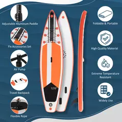 Outsunny 10'6" x 30" x 6" Inflatable Stand Up Paddle Board, Non-Slip Deck Board with Adj Paddle, ISUP Accessories and Carry Bag, for Youth Adults Beginner, White - 4