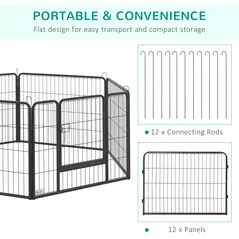 PawHut 12 Panels Heavy Duty Puppy Playpen, for Small Dogs, Indoor and Outdoor Use - Silver - 6