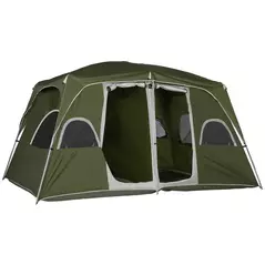 Outsunny Camping Tent, Family Tent 4-8 Person 2 Room, with Large Mesh Windows, Easy Set Up for Backpacking Hiking Outdoor, Green - 1
