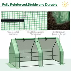 Outsunny Mini Small Greenhouse with Steel Frame & PE Cover & Zippered Window Poly tunnel Steeple for Plants Vegetables, 180 x 90 x 90 cm, Green - 5