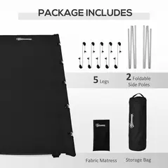 Outsunny Lightweight Camping Bed, Aluminium Portable Camp Cot w/ Strong Support 150kg and Carry Bag for Camping, Black - 6