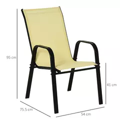Outsunny Set of Four Stackable Mesh Seat Chairs - Beige - 3