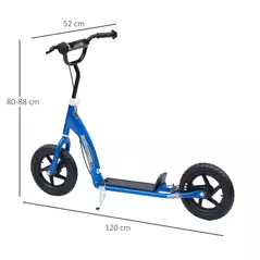 HOMCOM Kids Scooter Kick Scooter, with 12" EVA Tyres, Rear Brake, Big Wheels Scooter for 5-12 Years , Blue - 3