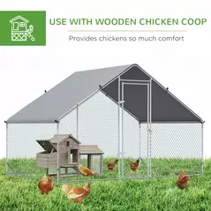 PawHut Chicken Run Galvanised Walk-in Chicken Coop Hen Poultry House Cage Rabbit Hutch Pet Playpen Garden w/ Water-Resist Cover, 3 x 2 x 2m - 5