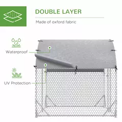PawHut Walk In Chicken Run Galvanised Chicken Coop Hen Poultry House Cage Pet Playpen Garden with Water-Resist Cover, 2.8 x 1.9 x 2m - 4
