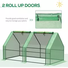 Outsunny Mini Small Greenhouse with Steel Frame & PE Cover & Zippered Window Poly tunnel Steeple for Plants Vegetables, 180 x 90 x 90 cm, Green - 7