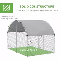 PawHut Walk In Chicken Run Galvanised Chicken Coop Hen Poultry House Cage Pet Playpen Garden with Water-Resist Cover, 2.8 x 1.9 x 2m - 6