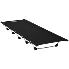Outsunny Lightweight Camping Bed, Aluminium Portable Camp Cot w/ Strong Support 150kg and Carry Bag for Camping, Black - 1