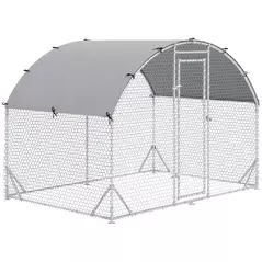PawHut Walk In Chicken Run Galvanised Chicken Coop Hen Poultry House Cage Pet Playpen Garden with Water-Resist Cover, 2.8 x 1.9 x 2m - 1