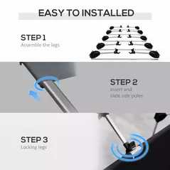 Outsunny Lightweight Camping Bed, Aluminium Portable Camp Cot w/ Strong Support 150kg and Carry Bag for Camping, Black - 5