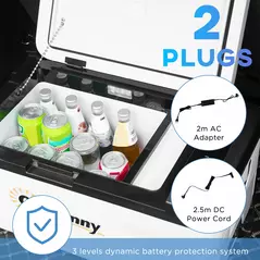 Outsunny 12V Car Refrigerator w/ LED Light & Foldable Handles, 18L Portable Compressor Cooler, Fridge Freezer with 12/24V DC and 110-240V AC for Campervan RV Boat Travel - 6