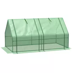 Outsunny Mini Small Greenhouse with Steel Frame & PE Cover & Zippered Window Poly tunnel Steeple for Plants Vegetables, 180 x 90 x 90 cm, Green - 1