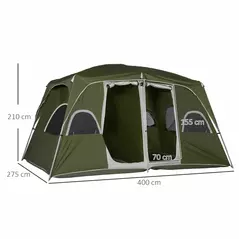Outsunny Camping Tent, Family Tent 4-8 Person 2 Room, with Large Mesh Windows, Easy Set Up for Backpacking Hiking Outdoor, Green - 3