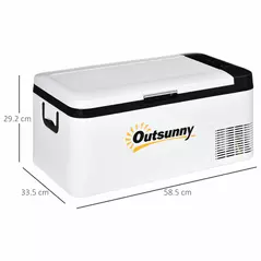 Outsunny 12V Car Refrigerator w/ LED Light & Foldable Handles, 18L Portable Compressor Cooler, Fridge Freezer with 12/24V DC and 110-240V AC for Campervan RV Boat Travel - 3