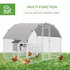 PawHut Walk In Chicken Run Galvanised Chicken Coop Hen Poultry House Cage Pet Playpen Garden with Water-Resist Cover, 2.8 x 1.9 x 2m - 5