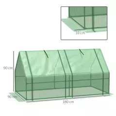 Outsunny Mini Small Greenhouse with Steel Frame & PE Cover & Zippered Window Poly tunnel Steeple for Plants Vegetables, 180 x 90 x 90 cm, Green - 3