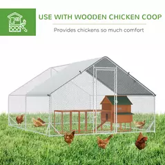 PawHut Chicken Walk-in Run, Galvanised Chicken Coop, Hen Poultry House Cage, Rabbit Hutch Pet Playpen Garden w/ Water-Resist Cover, 3 x 4 x 2m - 5