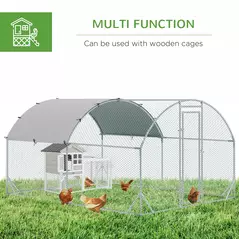PawHut Walk In Chicken Run Galvanised Chicken Coop Hen Poultry House Cage Pet Playpen Garden with Water-Resist Cover, 2.8 x 3.8 x 2m - 4