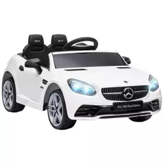 HOMCOM Benz SLC 300  Licensed 12V Kids Electric Ride On, with Music, Remote Control, LED Headlights, Horn, White - 1