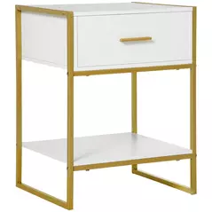 HOMCOM Modern Bedside Table - White - 1
