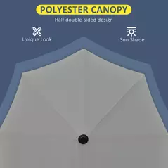 Outsunny 2m Half Parasol Market Umbrella Garden Balcony Parasol with Crank Handle, Base, Double-Sided Canopy, Dark Grey - 7