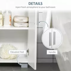 kleankin Modern Bathroom Floor Cabinet, Free Standing Linen Cabinet, Storage Cupboard with 3 Tier Shelves, White - 6