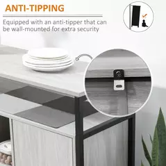 HOMCOM Modern Sideboard, Steel Frame Storage Cabinet with 2 Doors and Adjustable Shelves for Living Room, Hallway, Light Grey - 6