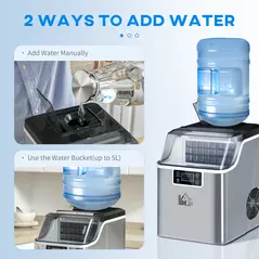 HOMCOM 3.2L Compact Ice Machine, with LCD Screen and Accessories - Silver-Tone - 5
