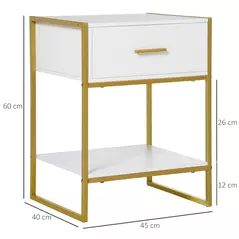 HOMCOM Modern Bedside Table - White - 3
