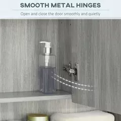 kleankin Bathroom Mirror Cabinet, Wall Mounted Storage Cabinet with Adjustable Shelves, 3 Doors and Cupboards, Grey - 6