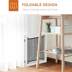 PawHut Foldable Pet Gate, with Three Panels & Two Support Feet - White - 5