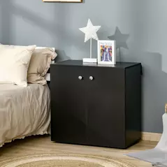 HOMCOM Storage Cabinet w/ Two Shelves Wooden Sideboard Freestanding Kitchen Cupboard Bookcase - Black - 1