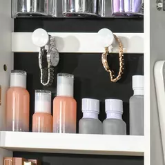 HOMCOM Jewellery Cabinet with LED Light, Lockable Jewellery Organiser with Full-Length Mirror for Bedroom Dressing Room, White - 8