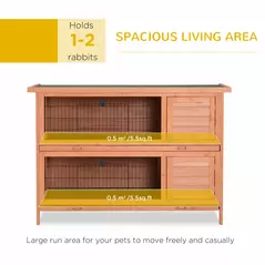 PawHut Rabbit Hutch Outdoor Guinea Pig Hutch Bunny Cage with No-Leak Trays, Divider, 136 x 50 x 93cm, Orange - 4