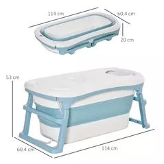 HOMCOM Foldable Bathtub Kids Bath Tub with Lid Large Freestanding Bathtubs Home Sauna for Toddler Children Teenage 1 - 12 Years - 2