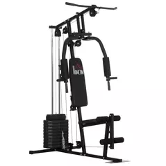 HOMCOM Multifunction Home Gym Machine, with 45kg Weight Stacks, for Strength Training - 1