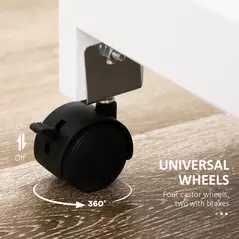 HOMCOM Compact Kitchen Trolley Utility Cart on Wheels with Wine Rack, Drawer, Open Shelf and Storage Cabinet for Dining Room, White - 6