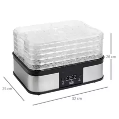 HOMCOM 5 Tier Food Dehydrator, 245W Stainless Steel Food Dryer Machine with Adjustable Temperature, Timer and LCD Display for Drying Fruit, Meat, Vegetable, Jerky and Pet Treat, Black - 3