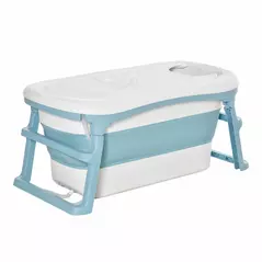 HOMCOM Foldable Bathtub Kids Bath Tub with Lid Large Freestanding Bathtubs Home Sauna for Toddler Children Teenage 1 - 12 Years - 1