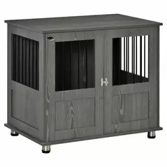 PawHut Dog Crate Table for Medium and Large Dogs with Magnetic Door for Indoor Use, 85 x 55 x 75 cm, Grey - 1