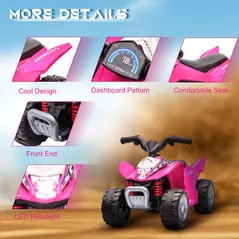 AIYAPLAY Honda Licensed Kids Electric Quad Bike, 6V ATV Ride On for Ages 1.5-3 Years, Pink - 7