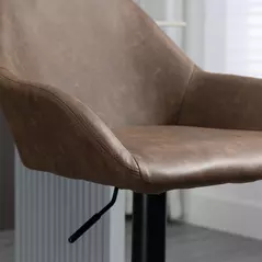 HOMCOM Bar Stools Set of 2, Height Adjustable Swivel Barstools, PU Leather Kitchen Stools with Backs, Armrests and Footrest for Home, Counter and Dining Room, Dark Brown - 9