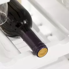 HOMCOM Compact Kitchen Trolley Utility Cart on Wheels with Wine Rack, Drawer, Open Shelf and Storage Cabinet for Dining Room, White - 9