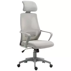 Vinsetto Ergonomic Office Chair, High Back Computer Chair, Mesh Desk Chair with Lumbar Support, Headrest, Wheel, Adjustable Height, Grey - 1